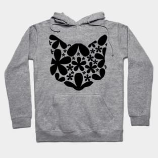 Black Floral Cat Hoodie